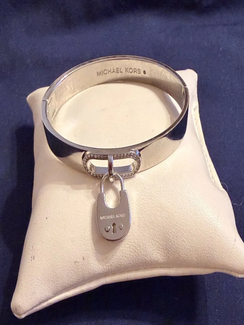 Michael Kors Silver Tone Padlock Charm Bracelet